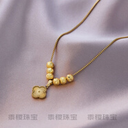 PKFC甜美小清新小紅心鈦鋼項鏈女ins風(fēng)輕奢小眾鍍百搭鎖骨鏈 劈花四葉草六福珠
