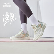鴻星爾克（ERKE）跑鞋女款新款軟彈減震網(wǎng)面防滑跑步鞋女鞋舒適百搭跳繩鞋凌躍2.0 微晶白/淺灰綠 35