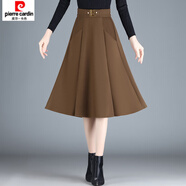 皮爾卡丹（pierre cardin）毛呢半身裙洋氣a字裙2022新款秋冬半身裙小個(gè)子網(wǎng)紅格子傘裙 咖色 2XL 30