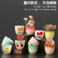 仟尚億多肉花盆陶瓷個(gè)性簡(jiǎn)約室內(nèi)植物創(chuàng)意粗陶花盆栽花盆透氣大口徑組合 YS粗陶彩繪組合10個(gè) 中等