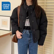 真維斯女裝外套2024冬季新款時尚韓版立領上衣女厚款寬松棉服LE 黑色8010 XL 170/96A