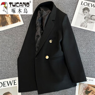 啄木鳥(niǎo)糖果色小西裝外套女炸街2025春秋新款韓版網(wǎng)紅氣質(zhì)小個(gè)子休閑外套 黑色22-01 M