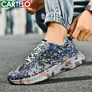 卡帝樂鱷魚（CARTELO）迷彩跑步男鞋膠鞋透氣網(wǎng)布春夏運動徒步登山鞋 QH2038 迷彩藍 41