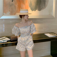 冪朵萱度假風(fēng)女裝連體褲海邊度假泰國連衣褲闊腿褲顯瘦高腰短褲沙灘褲夏 圖片色 均碼 s