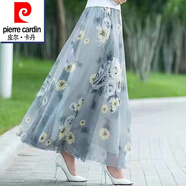 皮爾卡丹（pierre cardin）雪紡半身裙流行印花a字裙23夏季新款時(shí)尚優(yōu)雅顯瘦大擺百褶長(cháng)裙 優(yōu)雅灰底花【裙長(cháng)90cm】 2XL 140-160斤