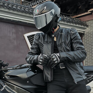 杜漢（DUHAN）摩托車騎行服皮衣男女情侶機車夾克四季防風防摔賽車服夏季騎士服 啞光黑榮耀版（面料內膽升級） XL