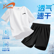 貴人鳥童裝男童夏季套裝男孩冰絲速干衣服兒童涼感運(yùn)動短袖t恤大童夏裝