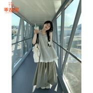 乖甜星文藝復(fù)古套裝女2025夏季新款森系格子花邊領(lǐng)無(wú)袖襯衫闊腿褲兩件套 襯衫+褲子 【甜美/田園風(fēng)】 M 【建議100-110斤】