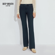 深呼吸DEEP BREATH女裝百搭加絨保暖微喇休閑牛仔長(zhǎng)褲女A100142 藍(lán) 4XL (8碼)