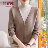 俞兆林（YUZHAOLIN）中老年女裝媽媽裝冬裝新款加絨加厚紅色毛衣女秋冬保暖打底衫上衣 駝色[加絨] 加厚 M [建議85-100斤穿]