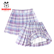 巴布豆女童裙子夏季透氣百搭可愛(ài)短裙兒童公主裙粉色jk百褶裙透氣夏裝 紫 140