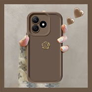 bulons 紅米note14 5G手機殼 Redmi note14保護套山茶花款軟硅膠全包防摔皮腕帶手繩殼 天眼階梯-棕色貼花