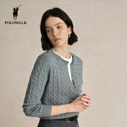 POLOWALK針織衫女2025新款絞花針織開衫外套 韓系女裝毛衣夾克 花灰色 開衫 L