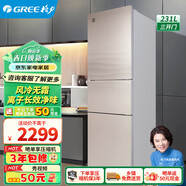 格力晶弘冰箱231升三門(mén) 小型家用 干濕分儲 超薄風(fēng)冷無(wú)霜養鮮 凈味 5大制冷模式 BCD-231WETG/浮光金 BCD-231WETG/浮光金