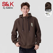 班尼路（Baleno）S&K系列320克華夫格外套男春秋季重磅衛(wèi)衣開衫潮牌街頭肌理感帽衫