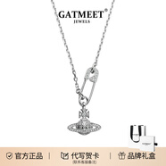 GATMEET珍珠項(xiàng)鏈回形針土星歐陽娜娜明星同款情人節(jié)520禮物送女友老婆 銀色回形針鏈條項(xiàng)鏈