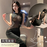 沃色日本進(jìn)口情趣內衣奴sm羞恥洞房后媽攻速戰袍包臀裙緊身純欲血滴子 【魅惑黑】透明包臀長(cháng)裙+T褲