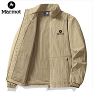 土撥鼠（Marmot）立領(lǐng)夾克男士沖鋒衣春秋季薄款防風(fēng)防水戶外登山休閑外套男 卡其色 M