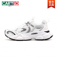 卡帝樂鱷魚（CARTELO）男鞋春秋季2025新款厚底增高百搭運動鞋男士老爹潮鞋子男款休閑鞋 白色(主圖款) 35 (女碼)