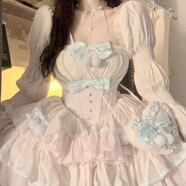 元蓓盈甜美初戀洋裝奶甜Lolita公主裙小個(gè)子蓬蓬收腰超仙 連衣裙 沒(méi)有包包 S