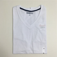Balen班尼衣服路短袖t恤男夏季新款純色青年v領(lǐng)t恤棉 v領(lǐng)漂白01w XL