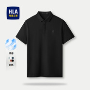 海瀾之家（HLA）短袖T恤男夏季新品POLO領(lǐng)短t男涼感透氣休閑百搭翻領(lǐng)打底上衣男 黑色X5(涼感/抗菌/防螨) XL 180/96A