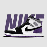 耐克（NIKE）【潮】Air Jordan aj1板鞋男女新款中高幫休閑運(yùn)動(dòng)耐磨籃球鞋  BQ6931/852542-105（黑白紫） 36 GS女