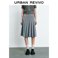 UR秋季新款女裝時(shí)尚通勤經(jīng)典A字廓形百褶半裙UYY540004 暖灰 S