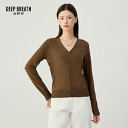 深呼吸DEEP BREATH女裝可機(jī)洗純羊毛針織開(kāi)衫女A400298 烏木棕 M (3碼)