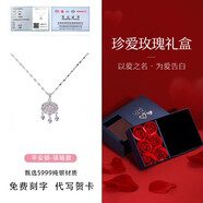 S999純銀平安長命鎖足銀毛衣項(xiàng)鏈女輕奢設(shè)計(jì)生日情人節(jié)禮物送女友 銀項(xiàng)鏈款+珍愛禮盒