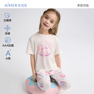 愛慕兒童家居服女童孩蘭精莫代爾短袖上衣七分褲睡衣套裝女甜甜圈170