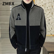 ZMEX外套男高端2025春秋拼色時(shí)尚士大碼上衣潮立領(lǐng)拼接休閑夾克男 咖色-國(guó)潮-春秋款  3XL 150-165斤