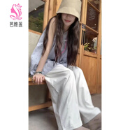 芭雅蓮波點(diǎn)無(wú)袖T恤女夏設計感小眾減齡百搭上衣外穿大版寬松背心娃娃衫 淺藍色 M