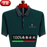 夢特嬌（MONTAGUT）商務男裝時尚短袖T恤夏季中年體恤寬松大碼冰絲爸爸裝短袖針織衫. 9828 綠色 XL 175/88A 建議135-155斤