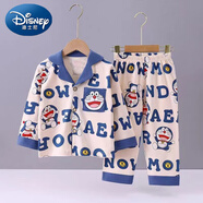 迪士尼（Disney）棉兒童睡衣男女童春秋款全棉柔軟舒適寶寶套裝家居服 米藍(lán)-叮當(dāng)貓 170 建議身高155