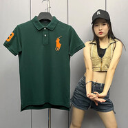 POLO SPORTRALPH LAUREN拉夫勞倫polo衫男短袖純棉翻領(lǐng)保羅體恤男寬松休閑大 墨綠色 M 約125-145斤