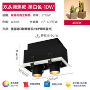 普洛緹（PULUOTI） 雙頭斗膽燈led射燈方形格柵燈科銳cree嵌入式cob無(wú)主燈斗盞燈 雙頭【調焦】黑白-20W-白光5000K