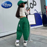 迪士尼（Disney）女童哈倫褲褲子2024新款工裝褲洋氣時(shí)髦外穿休閑秋季寬松潮燈籠褲 海洋綠 110 正碼不能偏大拍