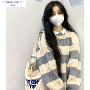 壹源港2025春夏季新款條紋毛衣針織衫女裝外套日系寬松慵懶風(fēng)設(shè)計感上衣 YYG-1228_圖片色 M 90-100斤