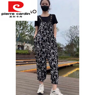 皮爾卡丹（pierre cardin）2024夏季薄款寬松顯瘦女士背帶褲兩件裝裝九分褲雪紡連體燈籠褲潮