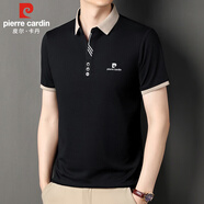 皮爾卡丹（pierre cardin）冰絲短袖T恤男夏季薄款商務(wù)polo打底衫男士高端透氣男裝 黑色 XL