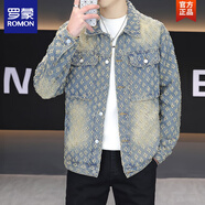 羅蒙（ROMON）2025新款春季牛仔夾克男士痞帥春秋款美式男裝設(shè)計(jì)感男款上衣外套 XG-J337黃泥色 M