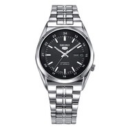 精工（SEIKO）男表 SIEKO5號系列自動(dòng)機械男士腕表 商務(wù)休閑夜光雙日歷型男腕表 黑盤(pán)鋼帶 SNK567J1 37mm