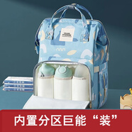 貞喜氣 媽咪包多功能雙肩背奶包【大容量】媽媽包外出母嬰包防水可手提 皇冠藍(lán)
