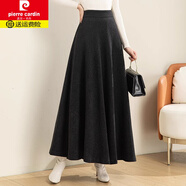 皮爾卡丹（pierre cardin）秋冬新款黑色裙子女垂墜感半身長裙到腳踝大擺裙春秋長款a字傘裙 Q001-冬季黑色華美呢修身大擺裙 S 適合腰圍1尺8--1尺9[裙長80cm