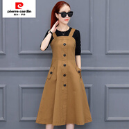 皮爾卡丹（pierre cardin）2025春季新款韓版連衣裙女套裝時(shí)尚修身顯瘦氣質(zhì)淑女背帶裙兩件套 卡其色 單件連衣裙 S 80-95斤