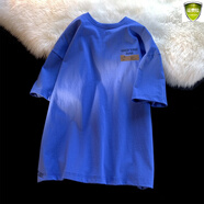 卡賓博瑞中國風(fēng)短袖T恤男夏季國潮寬松大碼情侶百搭酒紅色圓領(lǐng)體恤衫半袖 DX283-克萊因藍色 2XL 145至160斤可穿