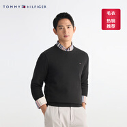 TOMMY HILFIGER25秋冬新款男裝條紋圓領(lǐng)打底衫/情侶純色毛衣/V領(lǐng)純棉針織衫 【純色繡標(biāo)毛衣】經(jīng)典黑BDS XL （推薦：165-180斤）
