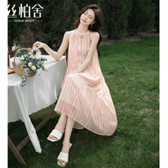 絲柏舍條紋連衣裙2026春夏新款女裝水波紋垂墜飄逸寬松A字裙