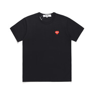 CDG PLAY川久保玲PLAY馬賽克紅心刺繡情侶款T恤夏季款圓領(lǐng) 黑色 S